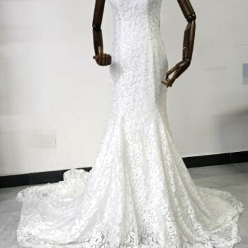 エレガント オフホワイト ウエディングドレス 背中見せ セクシー 総  