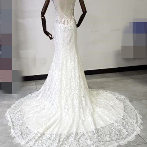 エレガント オフホワイト ウエディングドレス 背中見せ セクシー 総  