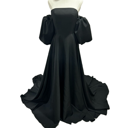 人気上昇 オフショル 黑 パーティードレス 二次会 前撮り 挙式  