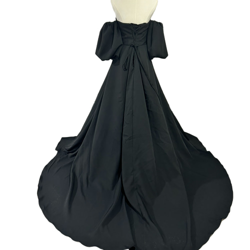 人気上昇 オフショル 黑 パーティードレス 二次会 前撮り 挙式  