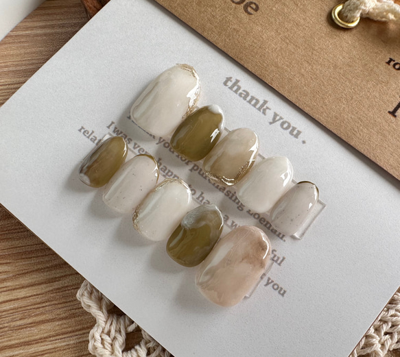 No.91 抹茶ネイル、カフェネイル ネイルチップ（つけ爪） L'oe 通販