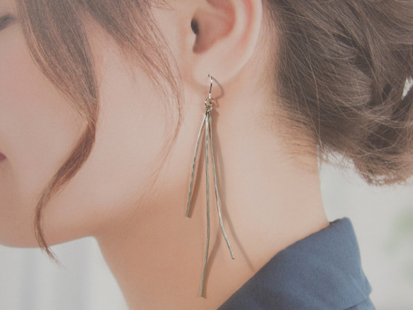 【2024最新作】 華奢な線ピアス シルバー【silver】両耳用2つセット シンプル アクセサリー