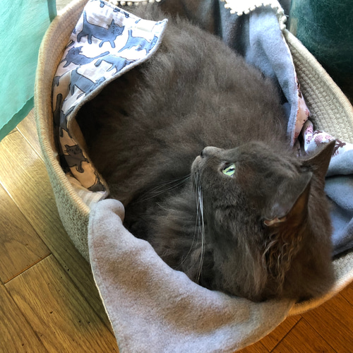 ねこさん専用 ニャンケット インドブロックハンドプリント×フリース 