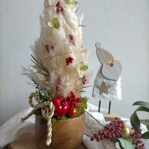 フラワーモビール(パンパスグラス&クヌギ) /ドライフラワー リース