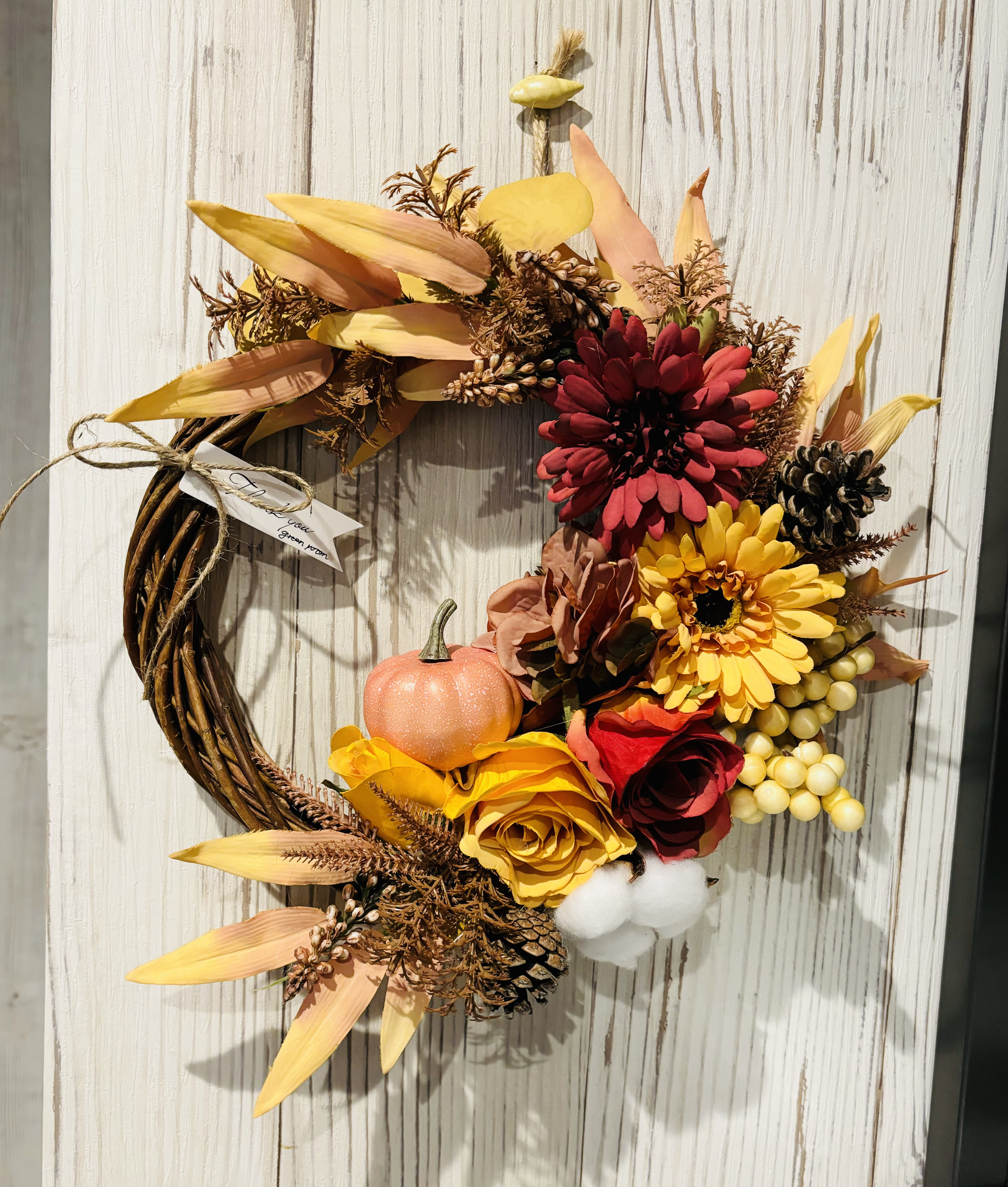 ハロウィンリース 秋のお月様のリース アーティフィシャルフラワー  