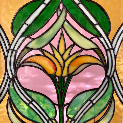 送料無料】ステンドグラス アールヌーボーデザインのパネル その他