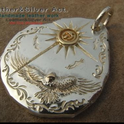 ★【手彫り／シルバー925／k18／タタキ／たたき／ペンダント／トップ】 ☆【手彫り／シルバー925／k18／タタキ／たたき／ペンダント