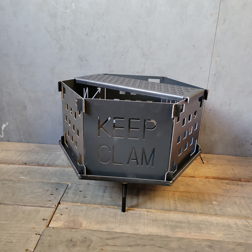 焚き火台 焚火台 ハンドメイド 六角形 おしゃれ 無骨 アイアン 黒皮