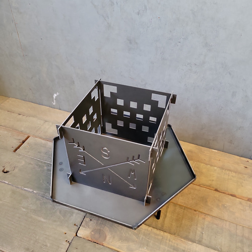 焚き火台 焚火台 ハンドメイド 六角形 おしゃれ 無骨 アイアン 黒皮