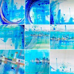 「青い虹の街」大きな水彩原画 13枚目の画像