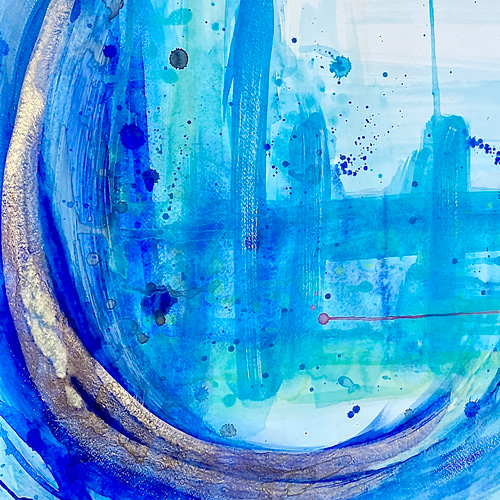 青い虹の街」大きな水彩原画 絵画 miraclepocket 通販 16655461