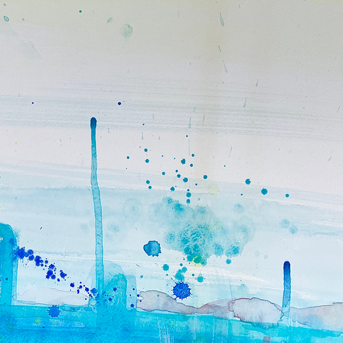 青い虹の街」大きな水彩原画 絵画 miraclepocket 通販 16655461