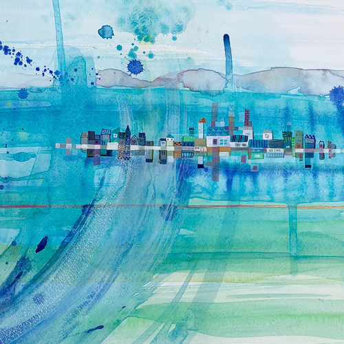 青い虹の街」大きな水彩原画 絵画 miraclepocket 通販 16655461 青い虹の街」大きな水彩原画 絵画 miraclepocket 通販 16655461