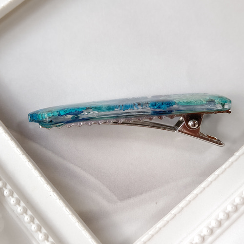 青と水色のドライフラワー達のレジンのヘアクリップ ヘアクリップ