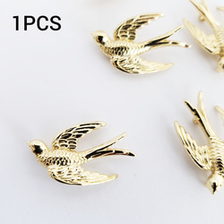 1個 長持ちメッキ ツバメ 燕 鳥 コネクター チャーム パーツ/ゴールド
