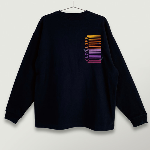 刺繍☆ロンT／Halloween虹色バーコード9.1oz Tシャツ 440design