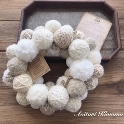 毛糸玉リース☆ピンクグレー２ 毛糸玉リース☆ピンクグレー2