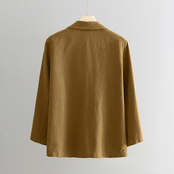 砂洗い綿麻のジャケットを作る ブイネク女性スーツ #旧黄 2枚目の画像