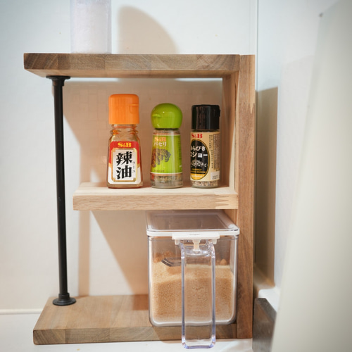 スパイスラック】奥行き10㎝のスリムなE字スタンド 調味料棚（送料込み