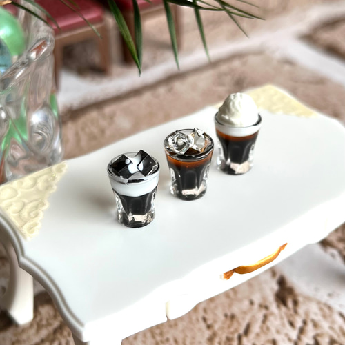 ミニチュアカフェセット 3セット専用ページ 12 ＊三種類のコーヒーセット ストローなし＊ ミニチュア