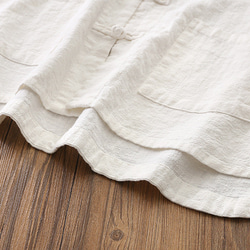 苎麻砂洗シャツ 盤釦開祺ワイシャツ婦人外套 #白です 4枚目の画像