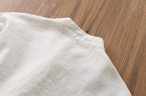 苎麻砂洗シャツ 盤釦開祺ワイシャツ婦人外套 #白です 7枚目の画像
