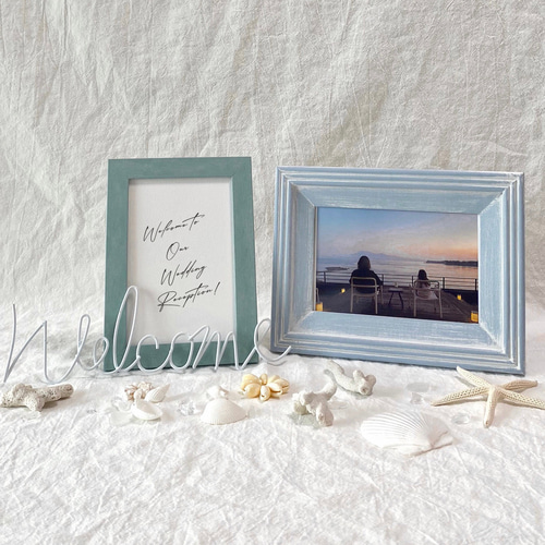 夏婚にピッタリ！【フォトフレーム 文字入れ無料 】 ウェルカム