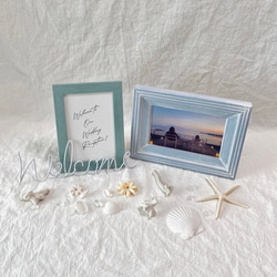 朝焼けの浜辺【フォトフレーム　文字入れ無料 】 ウェルカムスペースセット　海　貝殻　結婚式　インテリア 3枚目の画像