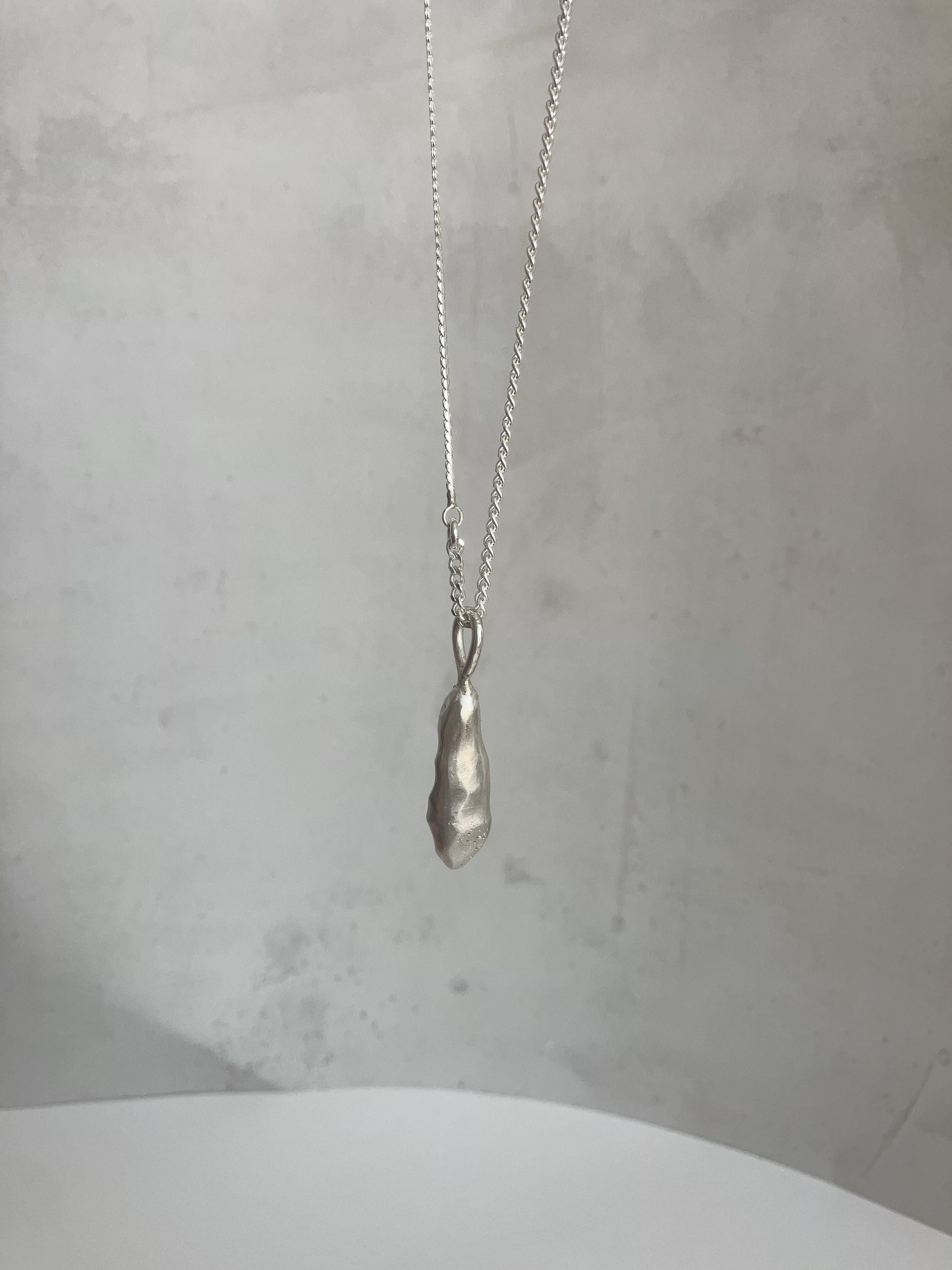 『一点もの』silver950 溶かしたシルバーモチーフの　ロングネックレス　モチーフ取り外し可能　2way