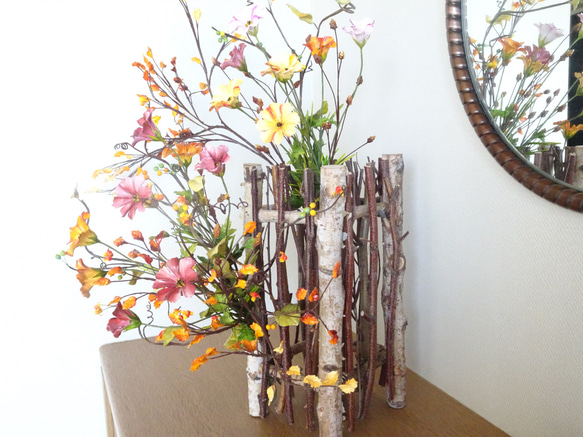 【パンフラワー/パン粘土】大人な秋の彩り～コスモス/ツルウメモドキ/吾亦紅のパンフラワー秋アレンジメント 