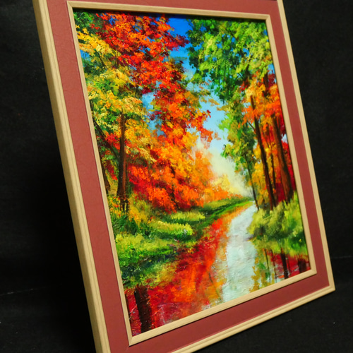 油絵 絵画【紅葉の湖】 油絵 絵画 【紅葉の湖】 絵画 HR 通販 16656371｜Creema(クリーマ)