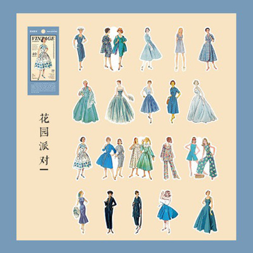 コラージュ 素材 人物 女性 シール ステッカー レトロ ファッション