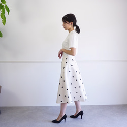 Polka dot A-line skirt ドットのAラインスカート（オフホワイト）38 10枚目の画像