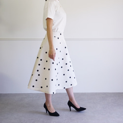 Polka dot A-line skirt ドットのAラインスカート（オフホワイト）38 12枚目の画像