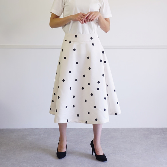 Polka dot A-line skirt ドットのAラインスカート（オフホワイト）38 13枚目の画像
