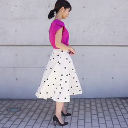 Polka dot A-line skirt ドットのAラインスカート（オフホワイト）38 6枚目の画像