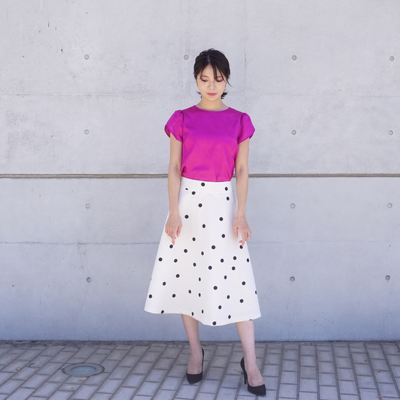 Polka dot A-line skirt ドットのAラインスカート（オフホワイト）38 3枚目の画像