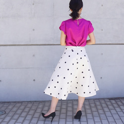 Polka dot A-line skirt ドットのAラインスカート（オフホワイト）38 5枚目の画像