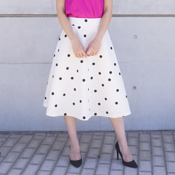 Polka dot A-line skirt ドットのAラインスカート（オフホワイト）38 1枚目の画像