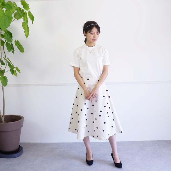 Polka dot A-line skirt ドットのAラインスカート（オフホワイト）38 8枚目の画像