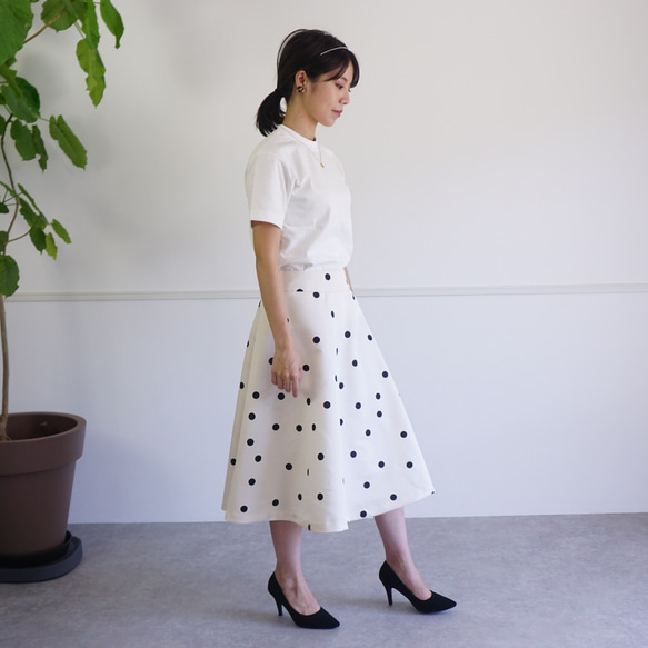 Polka dot A-line skirt ドットのAラインスカート（オフホワイト）38 9枚目の画像