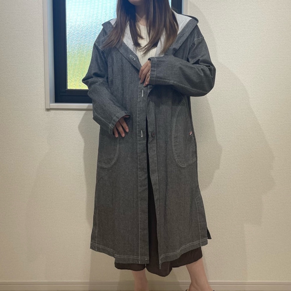 デニムロングコート フード付き(ブラック) コート Calla Lily 通販