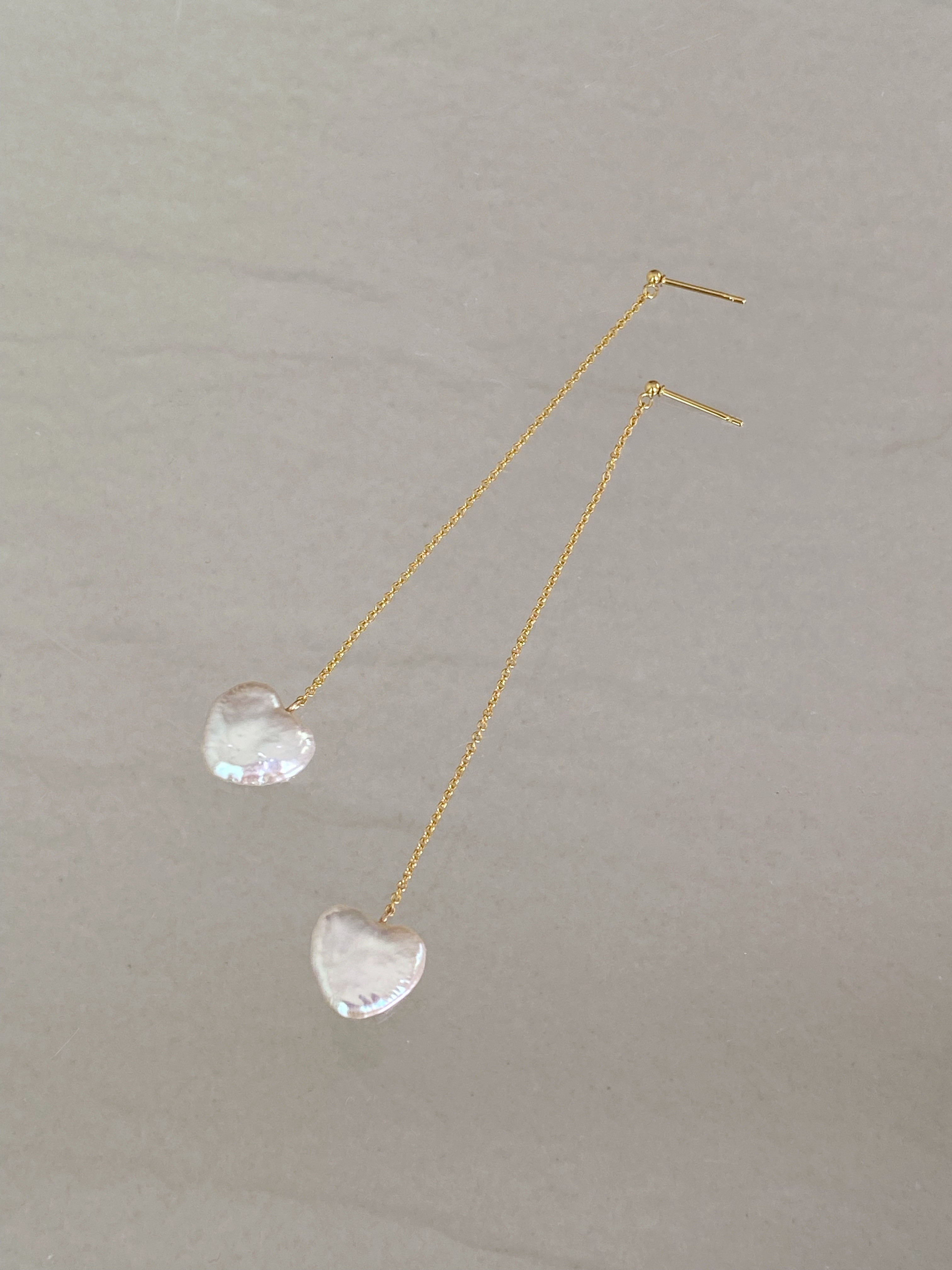 ハートチェーンパールピアス