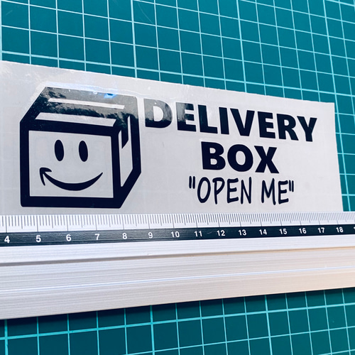 デリバリーボックスステッカー スマイリー OPEN ME 表札・ネーム