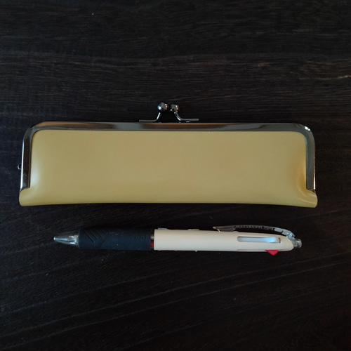 本革』シンプルがま口(口金16.7cm)レザーケース/ペンケース