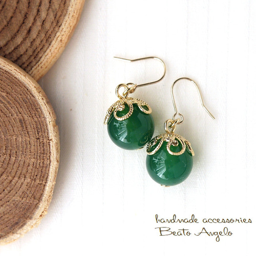 天然石☆極上大粒ミントエメラルド×極上ダイヤモンドクォーツのピアス 天然石☆極上大粒ミントエメラルド×極上ダイヤモンドクォーツの