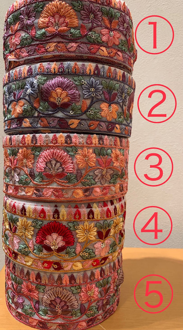 ５０ｃｍ～　インド刺繡リボン　ハンドメイド　バッグ　リボン 2枚目の画像