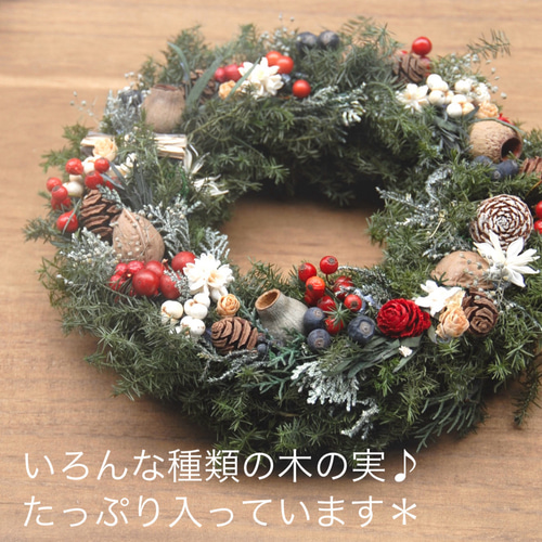 プリザーブドXmasリース✴︎直径約23cm~プリザーブドフラワー~森の