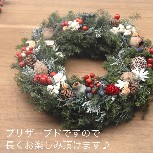 深い森のリース Christmas Wreath 葉っぱがいっぱい 森のイメージのクリスマスリース 葉は
