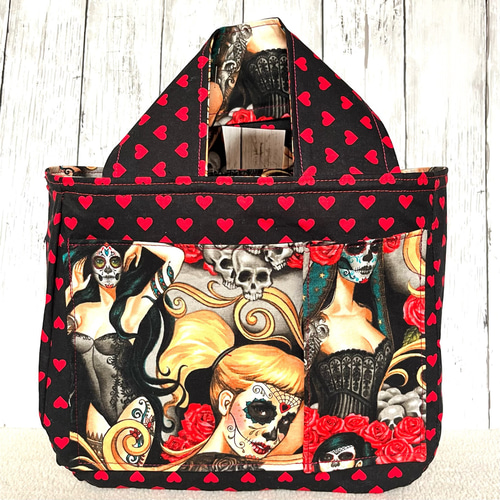 タトゥーレディー＆スカル お買い物バッグ(大) トートバッグ TEFFー